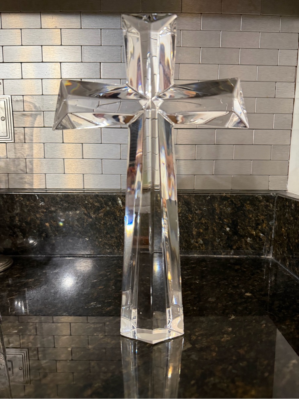Bohemian 24% Lead Crystal Cross | 11” Made in Czech Republic - Picture 2 of 6